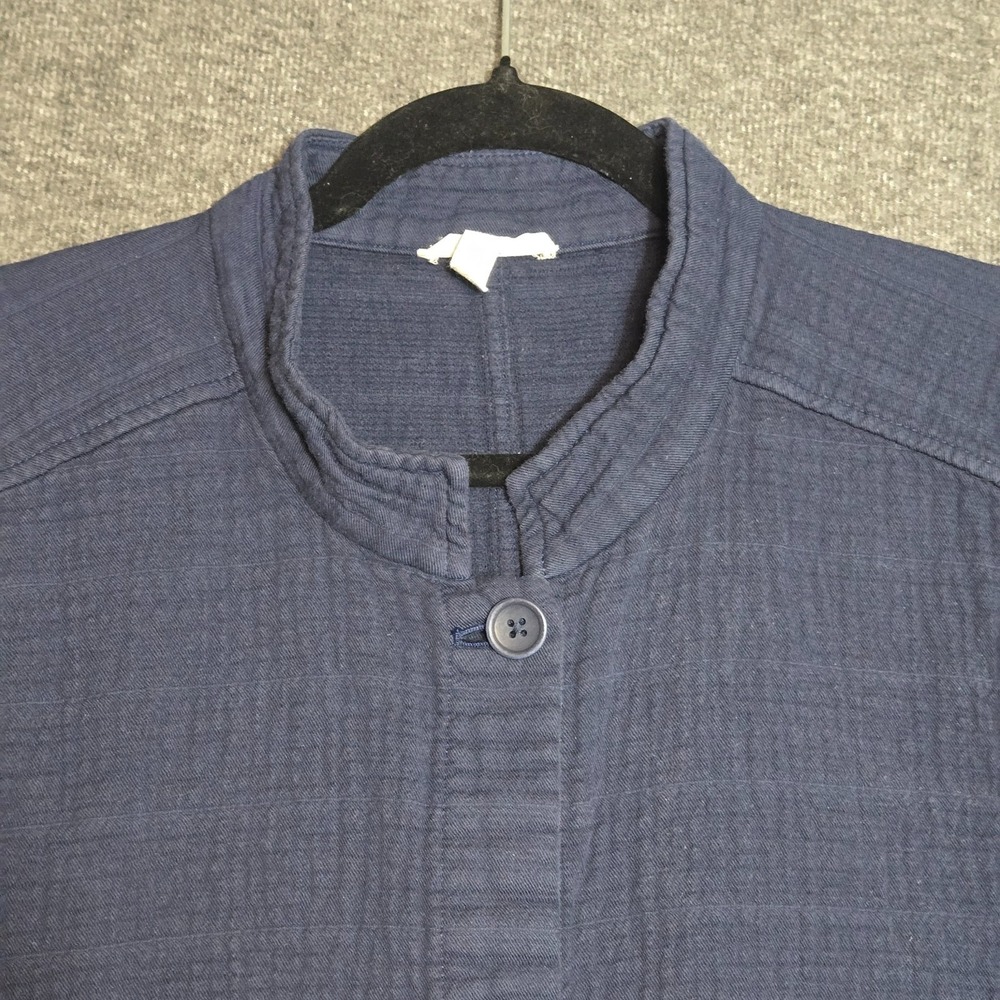 Eileen Fisher Jacket Womens Small Blue Organic Cotton Stand Collar Button Up XL - Picture 4 of 10